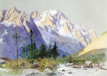  Suiza Pintura - Wetterhorn de Grindelwald Suiza paisaje Luminismo William Stanley Haseltine